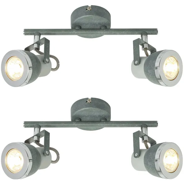Globo Lighting Plafondspot grijs Woonkamerlamp Plafondlamp met verstelbare spots, steengrijs metaal, 2x GU10, LxH 26 x 18,5 cm, set van 2