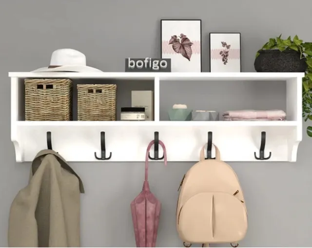 Bofigo Kapstok - Wandkapstok -Wall Mounted - 120x37x22 Kapstok - Wit