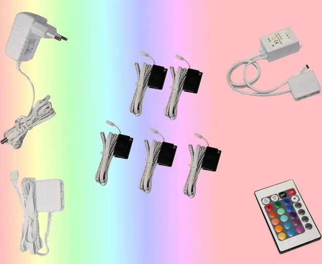 Trango Set van 5 RGB Kleur Veranderende LED Glazen Randverlichting 5022-05 incl. Afstandsbediening Kastverlichting I Glazen Vloerverlichting I Vitrine Verlichting I LED Clips I Meubelverlichting Set van 2
