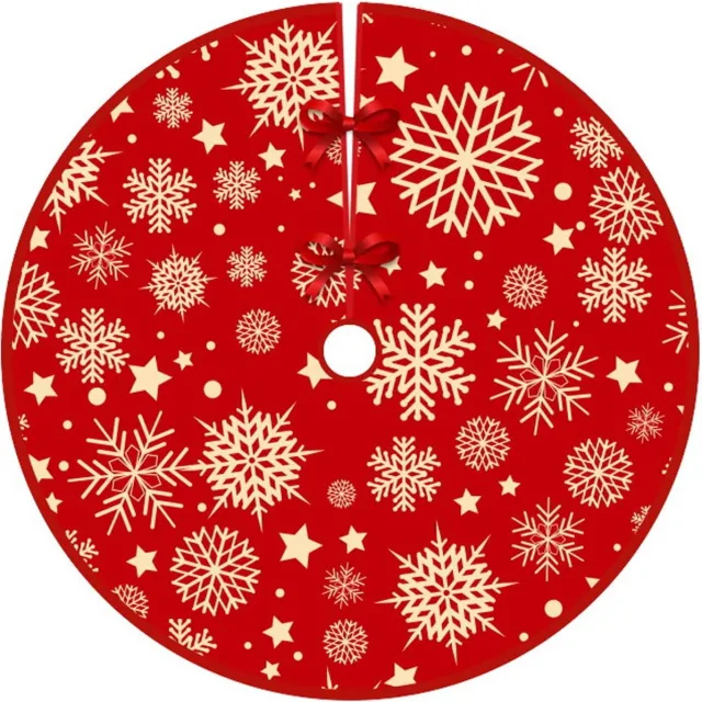 QTTVBTNA Luxe Kerstboomkleed – Rond 90 cm – Winterse Sneeuwvlokken – Voor Echte & Kunstkerstbomen Rood