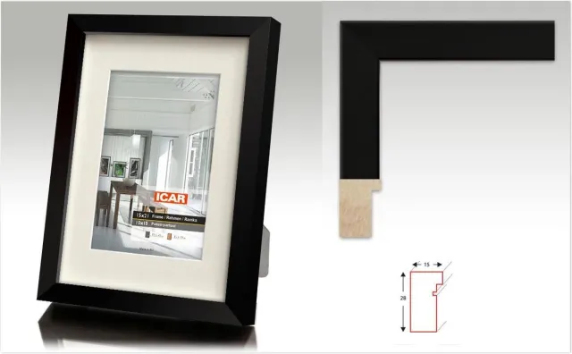 Icar Houten Passe-Partout Fotolijst Expo 2 Zwart 13x18 cm (9x13 cm)