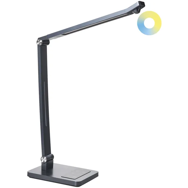 Beliani LEPUS - Bureaulamp LED - Donkergrijs - Synthetisch materiaal