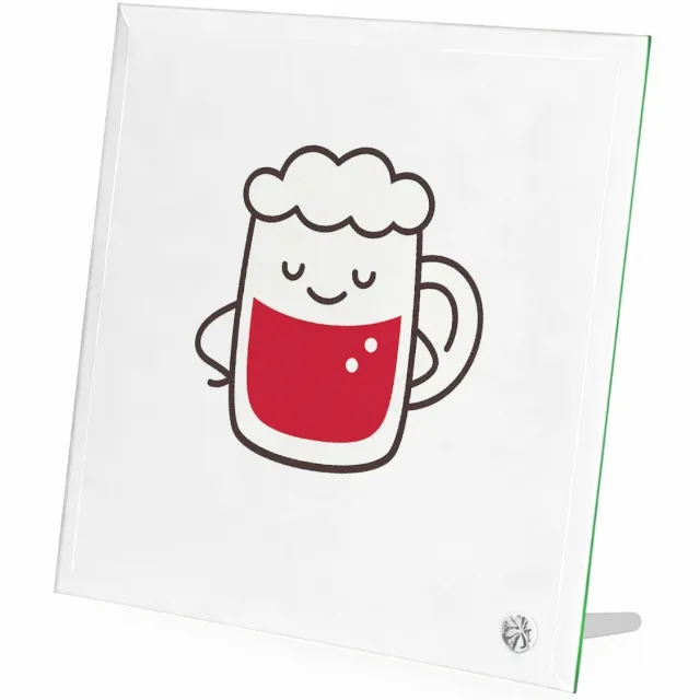 Mr Cadeautjes Glasframe 20 x 20 - design Een vrolijk biertje in een strak lijnontwerp met een ontspan | cadeau Wit