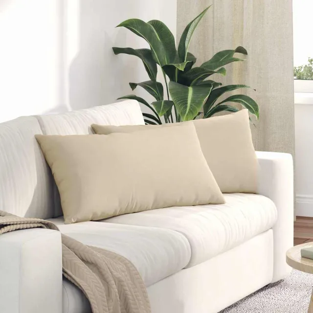 vidaXL Sofa Kussens 2 st Microvezel Stof Crèmekleurig 80 x 40 cm