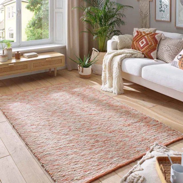 Tapeso Wollen vloerkleed - Kaia rood/crème 130x190