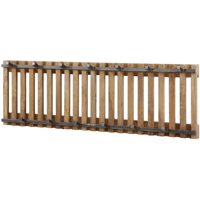 Nest of Nora Kapstok wandmodel Milan - Met 13 haken - Massief mangohout Lichtbruin