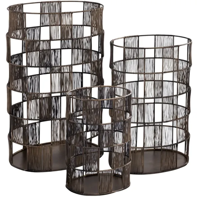 PTMD windlicht Stenn ovaal metaal messingkleurig 50/40/30 cm [Set van 3]