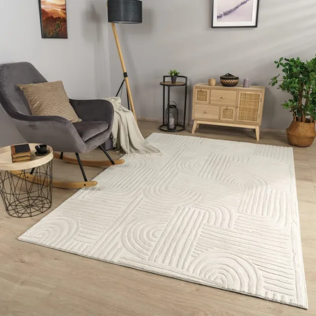 TT Home Woonkamertapijt eetkamer kortpolig geometrisch uiterlijk Skandi Boho effen kleuren 200 x 280 cm Rechthoek 200 x 280 cm Rechthoek beige