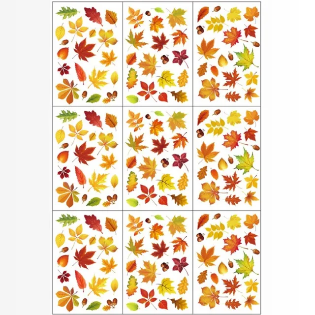 SNQ Herfst Raamstickers - 9 Vellen Esdoornblad en Eikel - Statische Dubbelzijdige Raamdecoratie - Thanksgiving en Herfstdecoratie - Geschikt voor Glas en Klassenlokaal - Verwijderbaar en Herbruikbaar Bruin