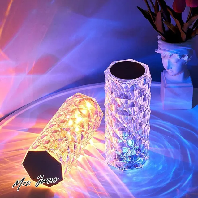 Mrs. Jones Kristallen Diamantlampen Acryl Diamant Bedlampje met Afstandsbediening RGB Kleurverandering - USB-Oplaadbaar Kristal nachtlampje [16 kleuren en 4 modi] . multi-color