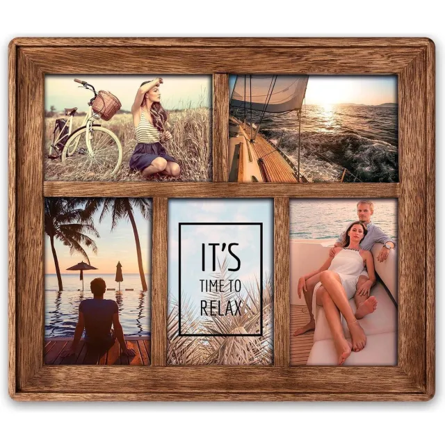 Zep Houten Multi fotolijst Mosel bruin voor 5 foto's formaat 10x15 (afmeting 35,5 x 30,5 cm) - BM546