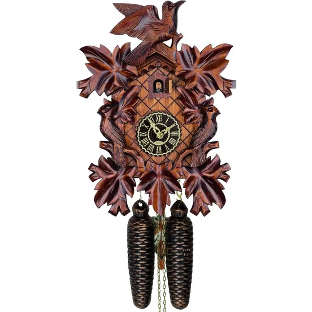 Trenkle 8101-4_nu - gebeeldhouwde koekoeksklok - 8-daags kettinguurwerk - Kuckuck Classic bruin