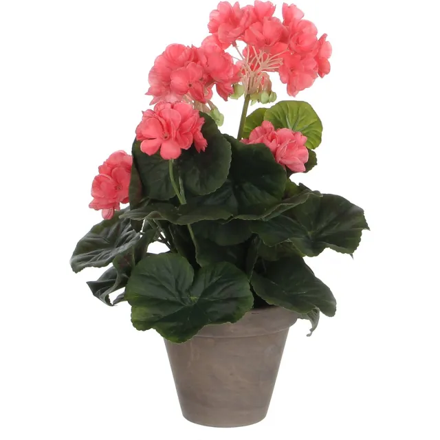 Mica Decorations Geranium Kunstplant in Bloempot Stan - H34 x Ø20 cm - Zalmroze zie afbeelding