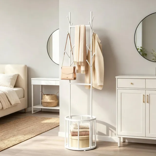 CHICFURN Kledingrek - Met opbergmand - 2 stangen - Wit