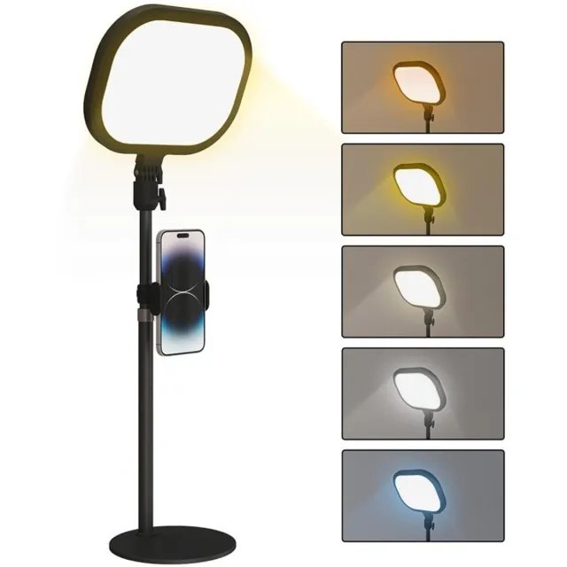 ECTEATOY LED Bureaulamp Dimbaar Zwart - Tafellamp met 5 Kleuren - 10 Helderheidsniveaus - Oogbescherming, Timer, USB-Poort - Telefoonhouder - Verstelbare Leeslamp