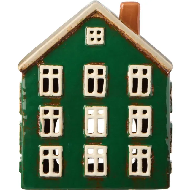 Ib Laursen Keramieken Huisje - Groen - Waxinelichthouder