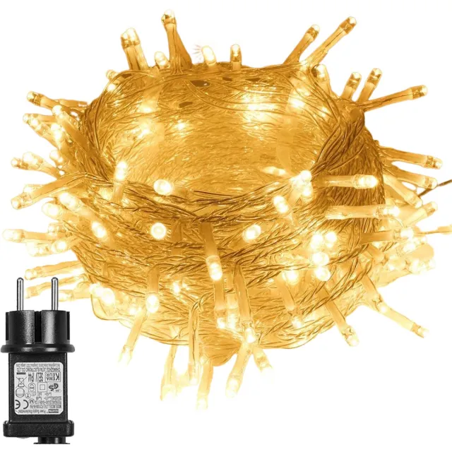 MUPOO Warm wit Kerstverlichting Buiten - 30 m 300 LED's - 8 modi - IP44 Waterdicht - met Timer en Geheugenfunctie - Ideaal voor Binnen en Buiten - Perfect voor Kerstdecoratie - Kerstversiering