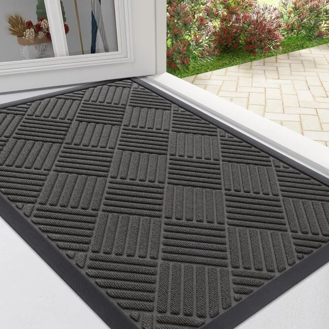 Homaxy Deurmat binnen Droogloopmat - Deurmatten - Antislip Deurmat - Schoonloopmat - Wasbaar - middengrijs - 58.5x89cm