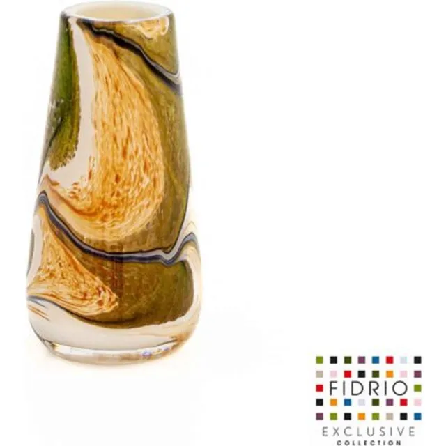 Design Vaas Gloriosa - Fidrio INDIAN SUMMER - glas, mondgeblazen bloemenvaas - hoogte 15 cm oranje, groen