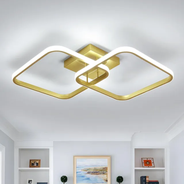 Haobosic Moderne LED plafondlamp 42W 4725lm, vierkant 3000K, aluminium, voor woonkamer, slaapkamer, keuken, hal, badkamer, 64cm White