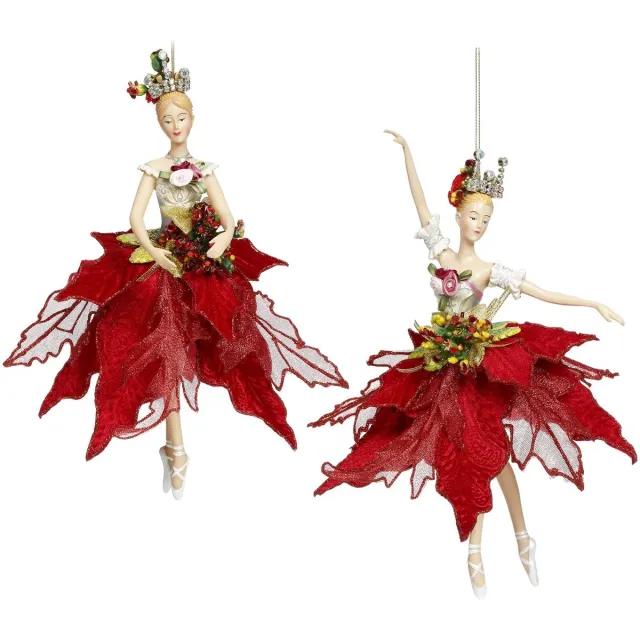Goodwill Kersthanger Ballerina van Mark Roberts - Rood-Goud - H 23 Cm LET OP Prijs Per Stuk