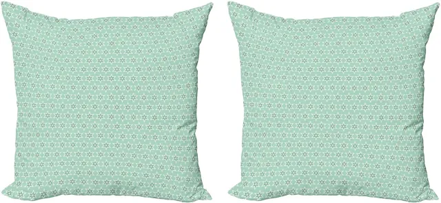 ABAKUHAUS Turquoise Kussenhoes Set (2 stuks), Monochroom, 40 cm, Mintwit Crème Muntwitte crème