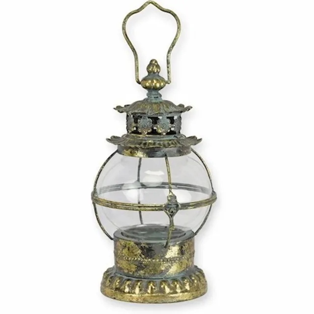 MadDeco Boutique Trukado - Tinnen Decoratieve Lantaarn met Glazen Kaarsouder - staand en hangend - hoogte 26cm