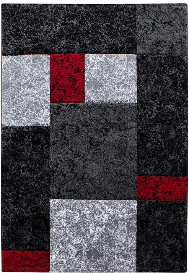 Ayyildiz Laagpolig vloerkleed, geruit patroon, rood, woonkamerkleed, jute achterkant, afmeting: 280 x 370 cm