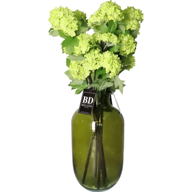 Bellatio Design Kunstbloem Viburnum/sneeuwbal Roseum - 5x - 60 cm - groen - losse steel - kunst zijdebloemen