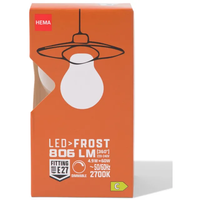 HEMA Led peer glass frost E27 4.9W 806lm dim