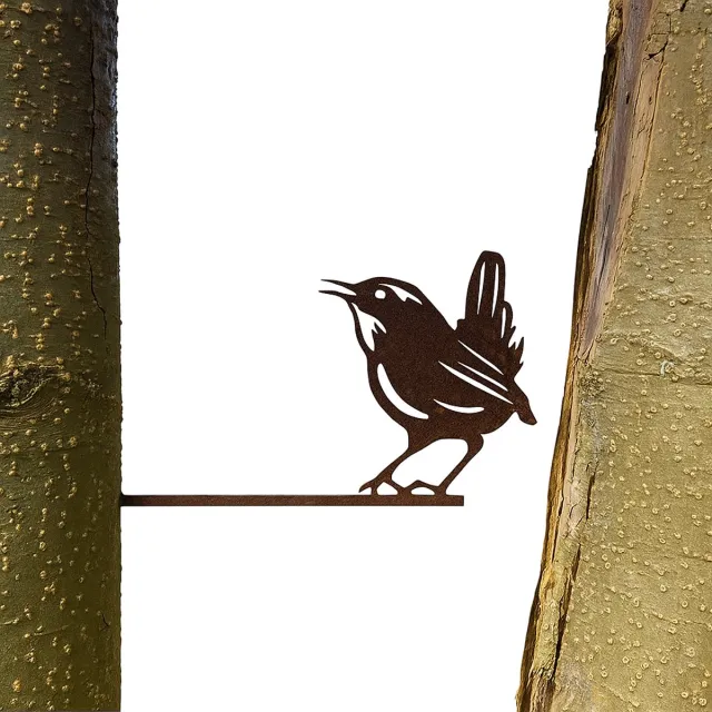 Deulvink Tuindecoratie - Deulvink Het Winterkoninkje - Metalen vogels - Tuinvogels - Tuinbeeld Roestbruin