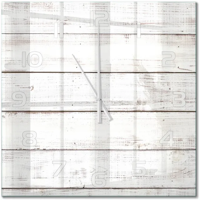TULUP Wandklok - Houten muur Wandklok Glas Decoratie - 60x60 cm - Beige Gekleurde Glazen Klok - Witte handen - Vierkante Klok - Klok Glas Met Opdruk - Moderne Wandklok Glas
