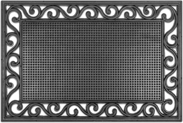 GARRONDA 40 x 60 cm 12 mm Voetmat Schoonloopmat Hardrubber GD-0263 Zwart Raster