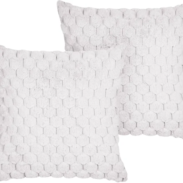 Beliani PURSLANE - Set van 2 kussens - Gebroken wit - 43 x 43 cm - Nepbont
