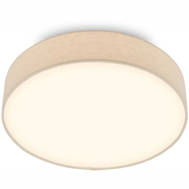 Briloner Duck - LED Plafondlamp met stoffen kap - warm wit licht - woonkamer verlichting - 24W - Ø38 - beige Beige (inkl. verlichting)