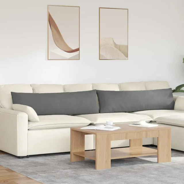 vidaXL Sofa Kussens 2 st Microvezel Stof Donkergrijs 145 x 40 cm