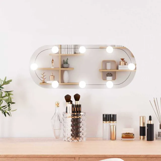 vidaXL Wandspiegel met LED's ovaal 20x50 cm glas Zilver