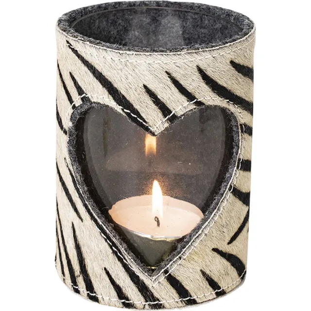Mars & More windlicht koe hart zebra - multi - hoogte 16 cm