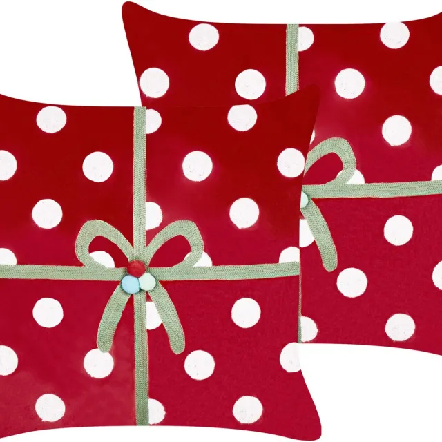 Beliani GUMDROP - Sierkussen set 2 - Rood - 45 x 45 cm - Fluweel