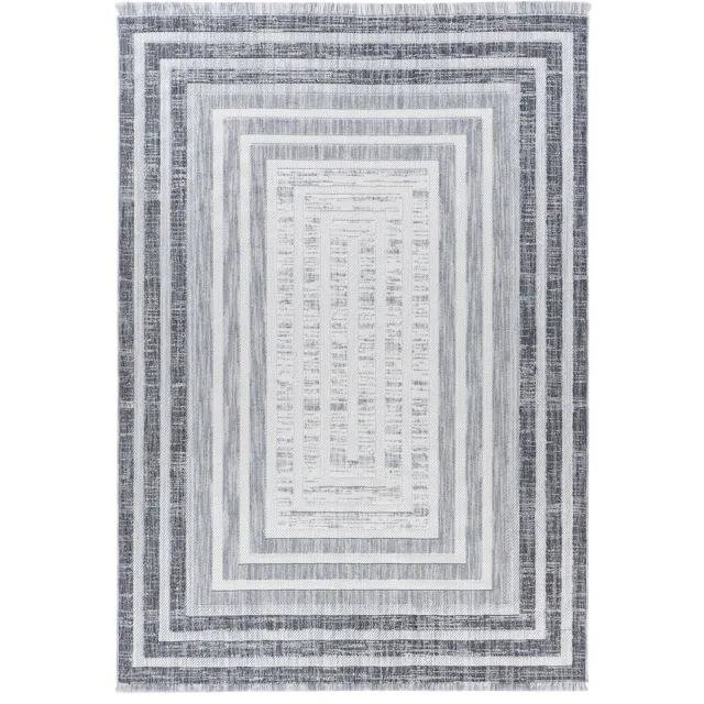 Padiro design laagpolig vloerkleed 80 x 150 cm - lichtgrijs - modern geometrisch patroon - voor vloerverwarming - van polyester en katoen