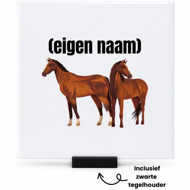 Hacebo paarden tegeltje met tegelhouder - Paarden - paardenliefhebebrs - tegeltjes met tekst - met eigen naam - Paarden spullen - Gepersonaliseerd - spreuktegels - 15x15 CM Wit