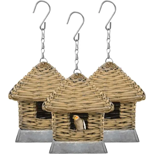 vidaXL Vogelhuizen 3 st wicker bruin