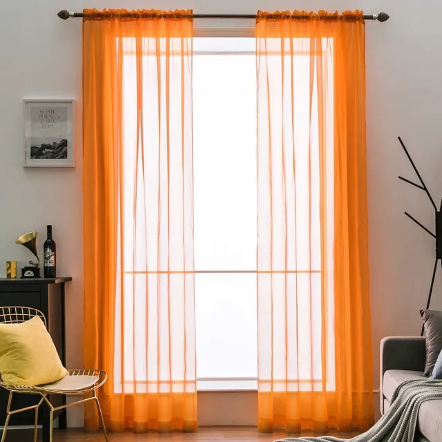 Miulee Vitrage – duurzaam – luxe vitrage voor slaapkamer woonkamer eetkamer - hoogwaardig voile – vitrage gordijn Oranje
