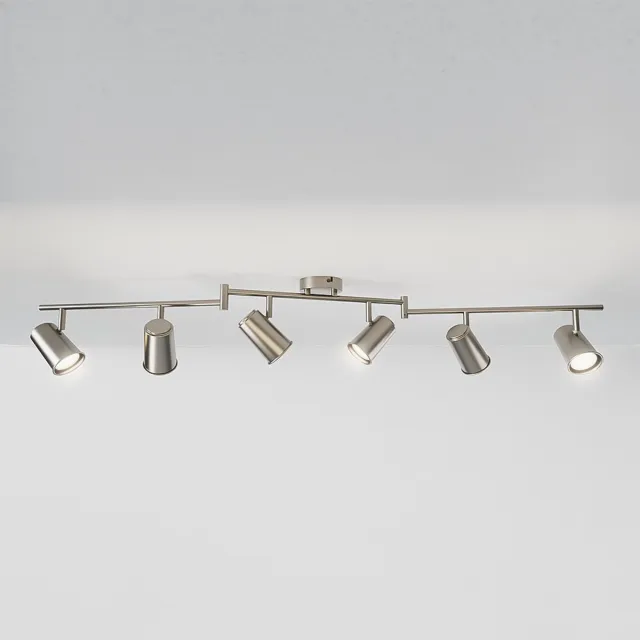 HOFTRONIC Riga RVS LED plafondlamp 6 spots – kantelbaar en draaibaar – opbouwspots RVS – GU10 - 4000K neutraal wit - Plafondspots - IP20 - woonkamer en gang