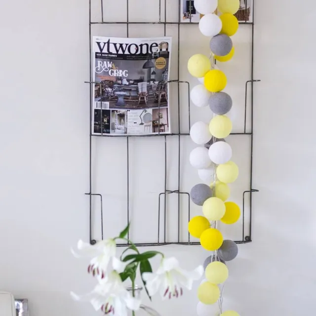 Cotton Ball Lights Indoor lichtslinger - Yellow/Grey - 50 lampjes