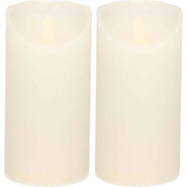 Anna's Collection 2x Witte LED kaars / stompkaars 15 cm - Luxe kaarsen op batterijen met bewegende vlam