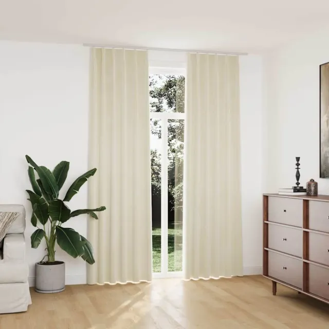 vidaXL Gordijnen verduisterend 2 st met haken 140x245 cm fluweel crème