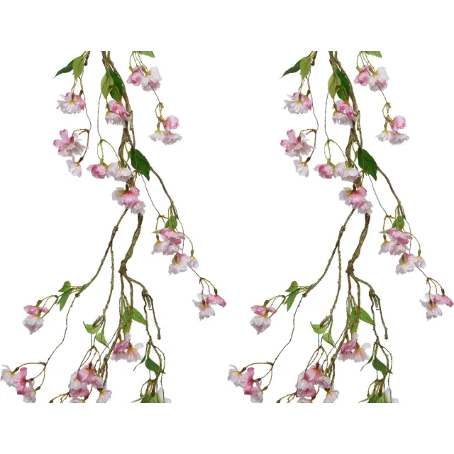 Everlands Bloemenslinger lichtroze - 2x - realistisch - onderhoudsvrij - 130 cm lang