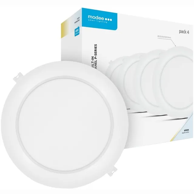 Modee LED Paneel Rond Inbouw - 18W - 1980lm - 22x2.8cm - 6000K - Koel Wit - 4 stuks