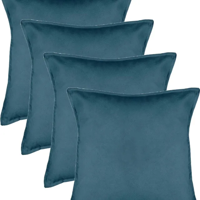 Atmosphera Bank/sierkussens huiskamer Sophia - 4x stuks - 53 x 53 cm - Blauw - polyester - met rits